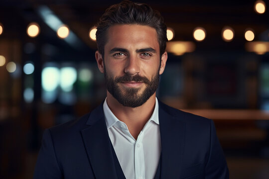 Generative AI picture image of attractive confident young businessman model appearance