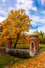 Red (Turkish) Cascade in autumn in Catherine park, Pushkin (Tsarskoe Selo), Saint Petersburg, Russia