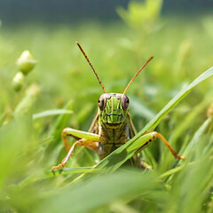 Fototapeta premium Grasshopper in zoom in nature view