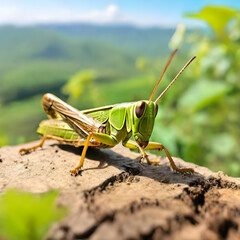 Grasshopper in zoom in nature view