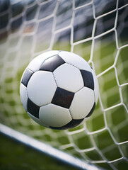 Soccer ball in goal net