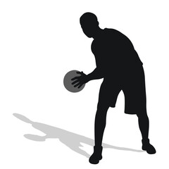 Basketball, black silhouette of an athlete basketball player with a ball