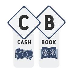 CB - Cash book acronym. business concept background.  vector illustration concept with keywords and icons. lettering illustration with icons for web banner, flyer, landing pag