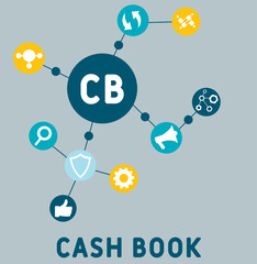 CB - Cash book acronym. business concept background.  vector illustration concept with keywords and icons. lettering illustration with icons for web banner, flyer, landing pag