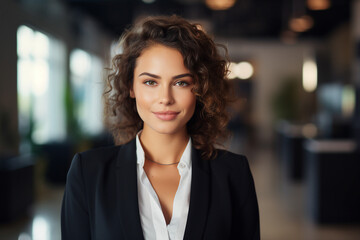 Generative AI portrait of gorgeous office worker young female woman business meeting