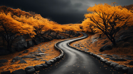 Beautiful autumn landscape wallpaper, background. Generative AI