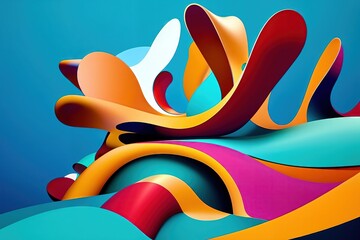 Modern abstract surrealist background. Flexible dynamic lines, bright color palette.