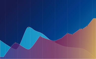 Background finance, performances, business concept of a colorful graph with intense cold and warm colours