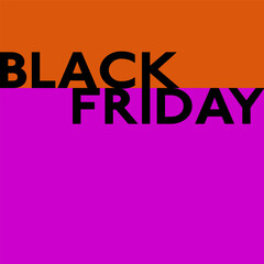 Black Friday - Schriftzug in englischer Sprache - Schwarzer Freitag. Quadratisches Verkaufsplakat in Pink und Orange. Freier Platz für eigenes Design.