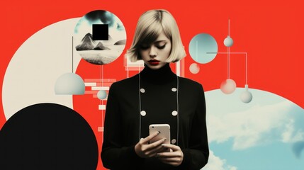 Modern minimal simple collage of social media icons on white, featuring likes, comments, and shares in a vibrant, clean design, perfect for digital marketing visuals.