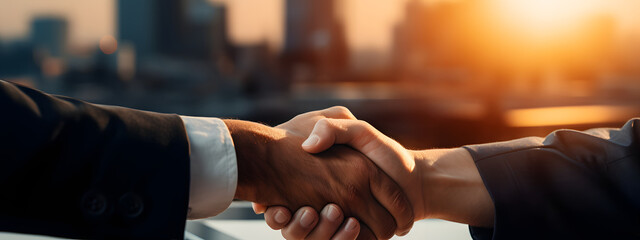 businessman handshake for teamwork of business merger and acquisition - obrazy, fototapety, plakaty