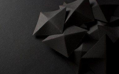 Black dark geometric 3d background, copy space