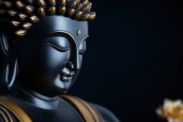 closeup of Buddha statue in buddhist temple