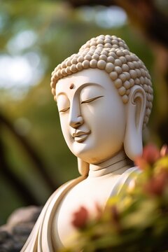 closeup of Buddha statue in buddhist temple