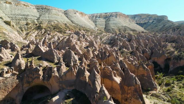View of Zelve Valley in Cappadocia, Turkey. UNESCO World Heritage Site.
