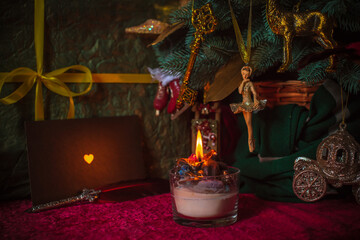 Rite on Christmas, wicca or pagan energy magic. Christmas eve prediction. Attracting love, money...