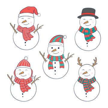 cute christmas or winter cartoon character with happy face on white background