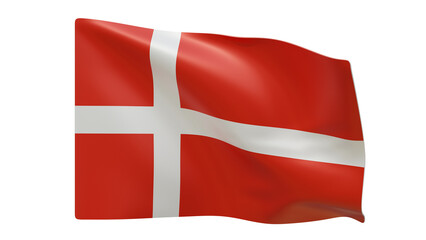 Denmark flag realistic 3d render isolated, denmark flag isolated, denmark flag background