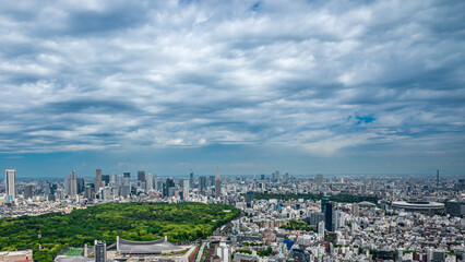 Fototapeta premium Tokyo skyline overlooking Shibuya and Shinjuku
