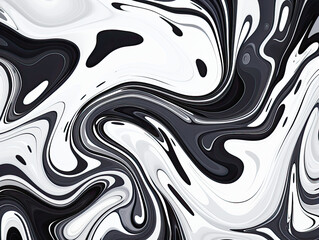 A black and white marbling texture, styled with futuristic chromatic waves, is adorned with light indigo hues and bold outlines. 