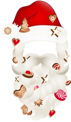 Santa Claus Bart gespickt mit Weihnachtsplätzchen
