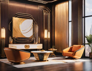 beautiful neo futuristic designer art deco armchairs. generative ai