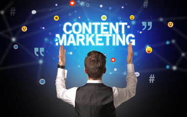 Rear view of a businessman, social media concept