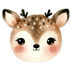 Watercolor Head of Deer Clipart