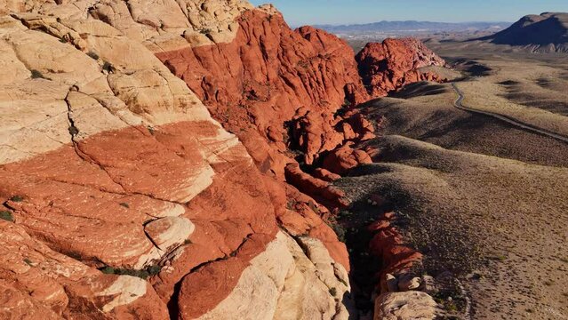 Amazing Red Rock Canyon in the Nevada Desert - aerial view - aerial photography