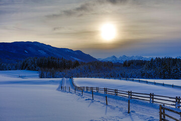 Naklejka premium Germany winter Bavarian landscape