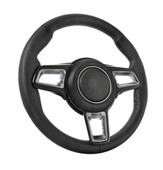 Generic steering wheel isolated on transparent background. 3D illustration