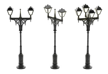Victorian style street lamp isolated on transparent background. 3D illustration - obrazy, fototapety, plakaty