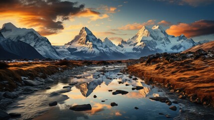 Obraz premium landscape of the mountains withe sunset