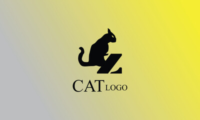 Z black cat creative design, minimal brand logo design with yellow Gary gradient background.