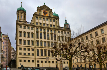 Fototapeta na wymiar Germany city of Augsburg on a cloudy winter day