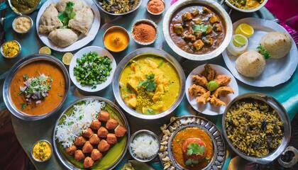 Indian full  traditional meal - Powered by Adobe