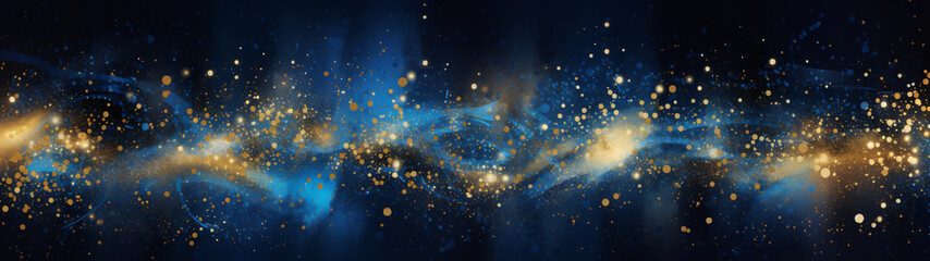Super Ultrawide Abstract Festive Dark Blue Background With Golden Sparkles Wallpaper