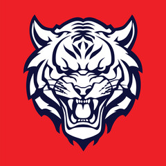 Angry Tiger Logo Mascot Bold Outline Vector Design
