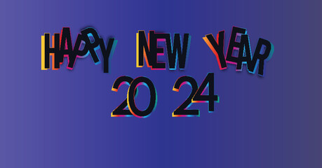 Happy new year 2024 text effect design.