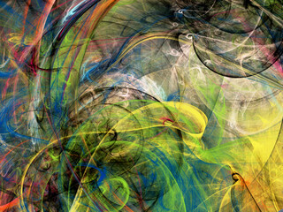 yellow and green abstract fractal background 3d rendering illustration