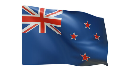 New zealand flag realistic 3d render isolated, new zealand flag isolated, new zealand flag background