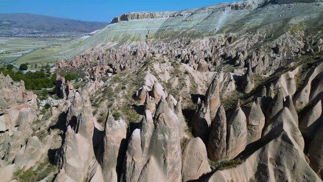 View of Zelve Valley in Cappadocia, Turkey. UNESCO World Heritage Site.