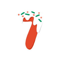 Cute hand drawn alphabet number 7 Christmas decoration