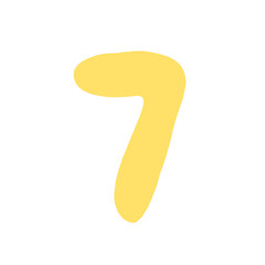 Cute yellow hand drawn alphabet number 7