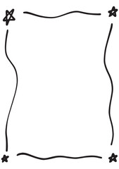 Star frame border, hand drawn vertical abstract decorative vintage doodle element for design in vector illustration