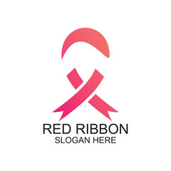 Red ribbon logo design design simple concept Premium Vector