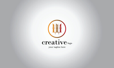 W circle red yellow gradient creative, minimal, stylish,  brand logo design gray white gradient background template.