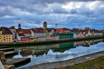 Obraz premium Germany Nuremberg city view on a cloudy autumn day