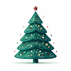 Vector-Style Christmas Tree With Decorative Ornaments 77