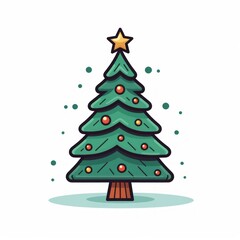 Vector-Style Christmas Tree With Decorative Ornaments 78